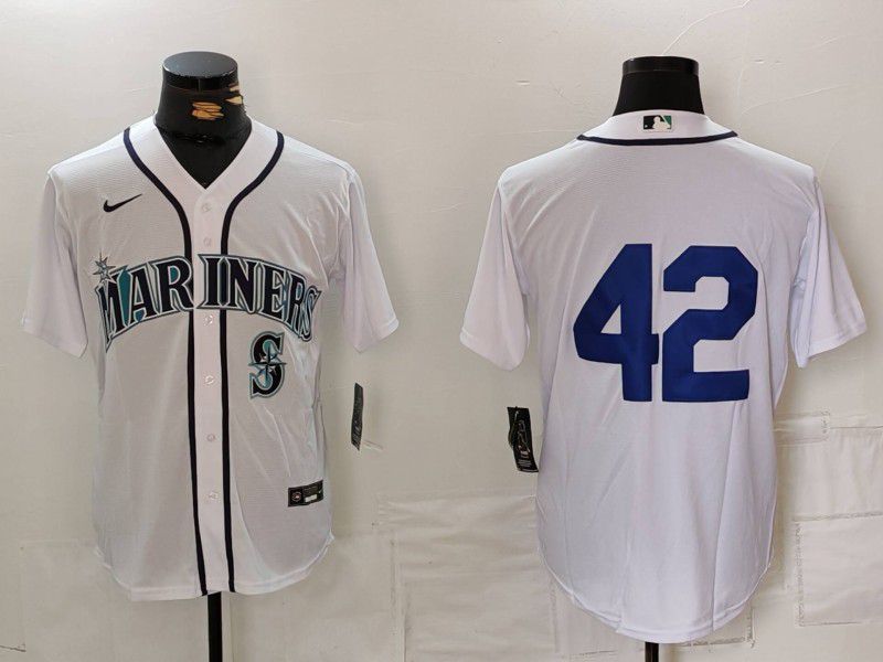 Men Seattle Mariners #42 No Name White Game 2024 Nike MLB Jersey style 3